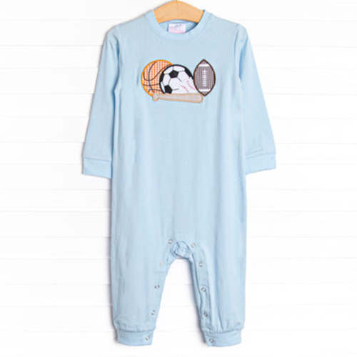Play Ball Applique Romper, Blue – Stitchy Fish