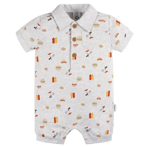 Gerber Baby & Toddler Boys' Collared Romper - Barbeque - 0-3 Months