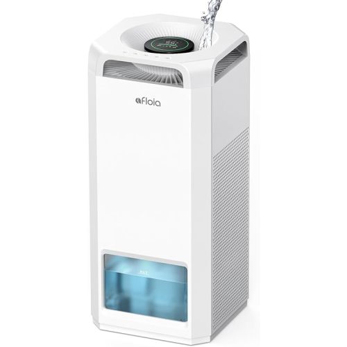 Afloia Air Purifier and Humidifier Combo in One-Cool Mist Evaporative for Home Bedroom Large Roome up tp 3000ft², with Humidity&Air Quality Sensor, Remove Pets Hair Mold Dust Odor Pollen Smoke, White