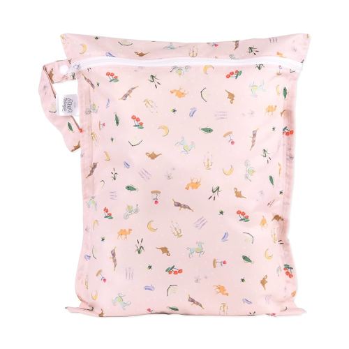 Bumkins Disney Waterproof Wet Bag for Baby, Travel, Swim Suit, Cloth Diapers, Pump Parts, Pool, Beach, Gym Clothes, Toiletry, Hook to Stroller, Daycare, Zip Reusable Wetdry Pack, Princess Magic Pink