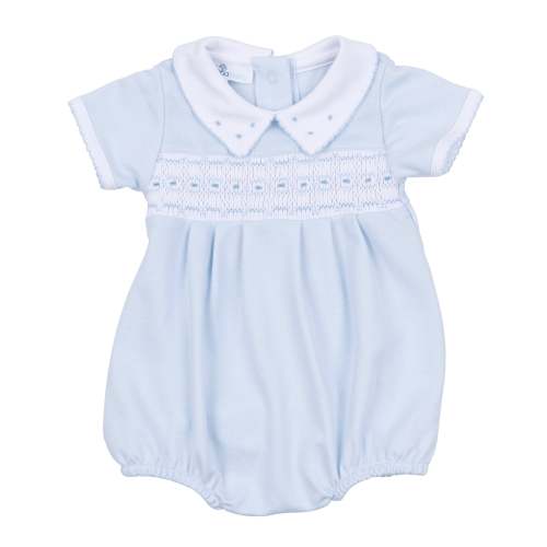 Landry Smocked Bubble - Light Blue 3M