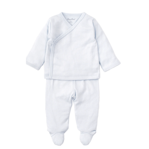 Blue Kissy Pointelle Cross Tee and Pant Set