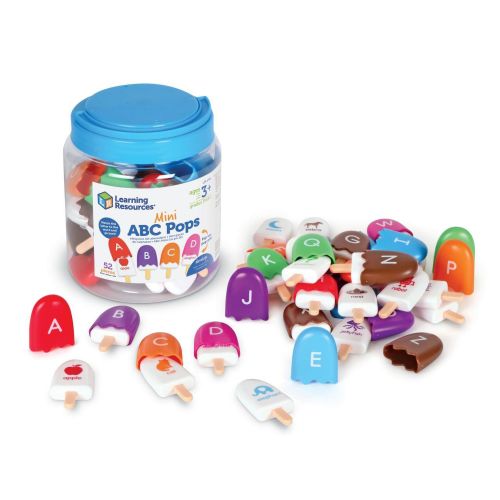 Learning Resources Mini ABC Pops, 52 Pieces, Ages 3+, vocabulary words, alphabet, fine motor skills toys, Toddler Learning Toys, Preschool Learning Activities, Montessori Toys for Kids