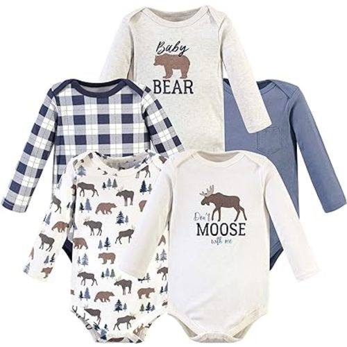 Hudson Baby unisex-baby Cotton Long-sleeve Bodysuits