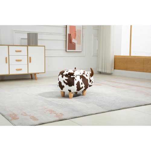 Animal Brown Cow Storage Ottoman