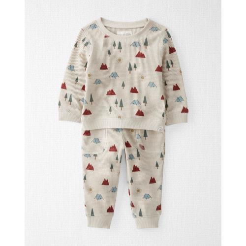 Baby 2-Piece Waffle Knit Set Made With Organic Cotton - NB - Style,Happy Camper Print