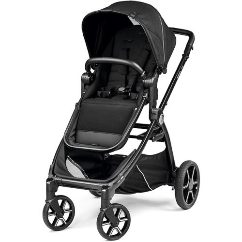 Peg Perego Ypsi – Compact Single to Double Stroller – Compatible with All Primo Viaggio 4-35 Infant Car Seats & Ypsi Bassinets - Made in Italy - True Black (Black)