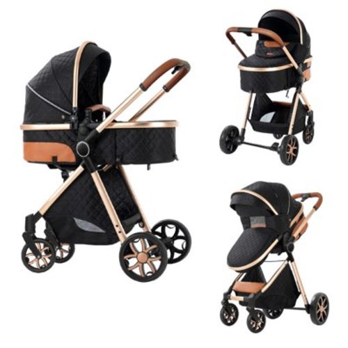 Iris Baby 2 in 1 All-Terrain Baby Stroller,Adventurer Infant Travel System with 5-Point Harness,Black