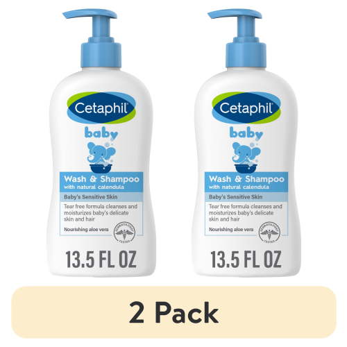 (2 pack) Cetaphil Baby Moisturizing Shampoo and Body Wash with Aloe Vera and Natural Calendula, 13.5 fl oz