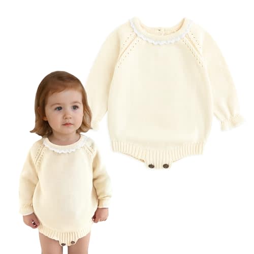 Simplee kids Baby Girls Kint Romper Fall Long Sleeve Rompers Newborn Baby Solid Overall Jumpsuit Outfits