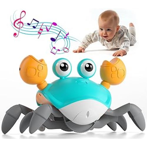 Crawling Crab Baby Toy - Infant Tummy Time Crab 3 4 5 6 7 8 9 10 11 12 Crab Toys for Babies Boy 3-6 6-12 Learning Crawl 9-12 12-18 36 Months Walking Toddler Development Birthday Gifts with Dancing