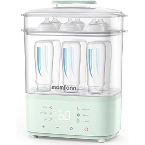 Bottle Sterilizer and Dryer, All-in-One Electric Steam Sterilizer Bottle Sanitizer for Baby Bottles, Pump Parts Accessories Newborn Essential (Green)