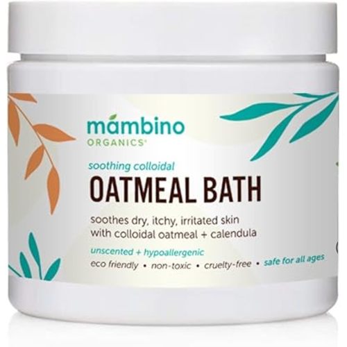Organic Colloidal Oatmeal Bath Soak – 6 Oz. of Oatmeal Powder for Dry, Irritated, Itchy Skin Relief – Cruelty-Free & Vegan Bath Products for Adults Bath, Kids Bath, or Baby Bath by Mambino Organics
