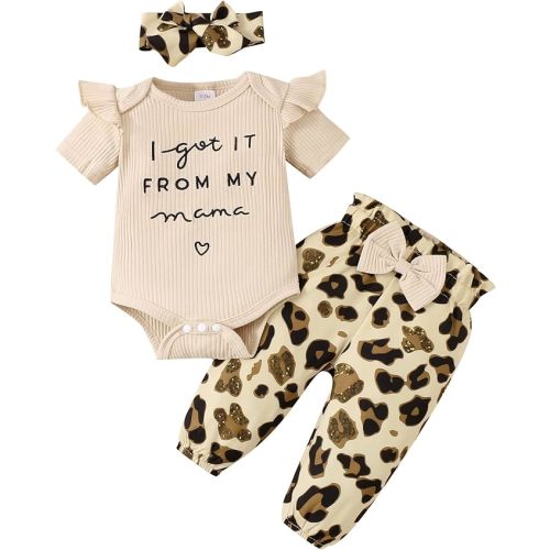 OLLUISNEO Baby Girl Clothes Infant Girl Summer Outfit Letter Striped Shorts Sets Gifts Stuff for Girl