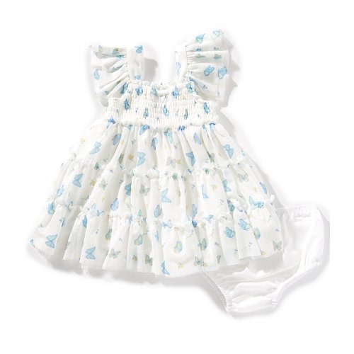 Rare Editions Baby Girls Flutter Sleeve Butterfly-Printed Fit & Flare Dress
