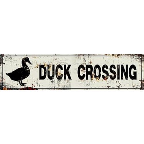 Retro Tin Metal Sign Duck Statement Farmhouse Bathroom Wall Decor for Home Vintage Bar or Dorm Unique Gift Idea for Friends 4x16 in