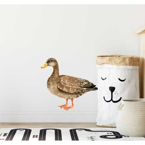 Mallard Duck Hen Fabric Wall Decal, Watercolor Mallard Duck, Wild Duck, Bird Wall Sticker, Woodland Forest Animals, Nursery Decor