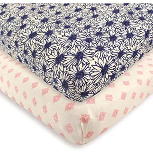 Touched by Nature Unisex Baby and Toddler Organic Cotton Crib Sheet, Daisy, One Size