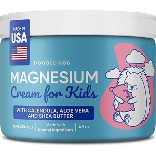 Magnesium Cream for Kids - Soothing Relief & Relaxation with Calendula, Aloe Vera, Shea Butter - Topical Magnesium Cream for Sleep - USA Made - (4 oz, Unscented)