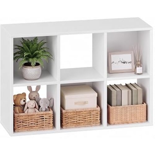 6 Cube Storage Organizer, White Cube Bookshelf, Multifunctional Bookcase
