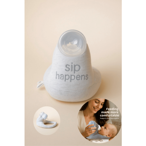 Baby Bottle Pillow Holder for Parents - "Sip Happens"