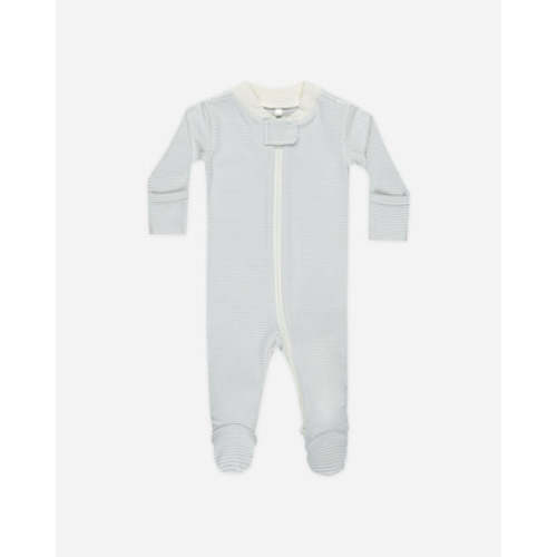 Zip Long Sleeve Sleeper Footie || Sky Micro Stripe