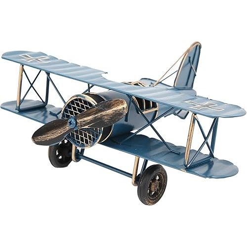 Airplane Decor, Vintage Metal Boy's Room Props Desktop Decoration, Hanging Aircraft Handicrafts for Home, Cafe, Bar, and Office Decor, Christmas Birthday Gifts, Christmas Decorations (Blue)