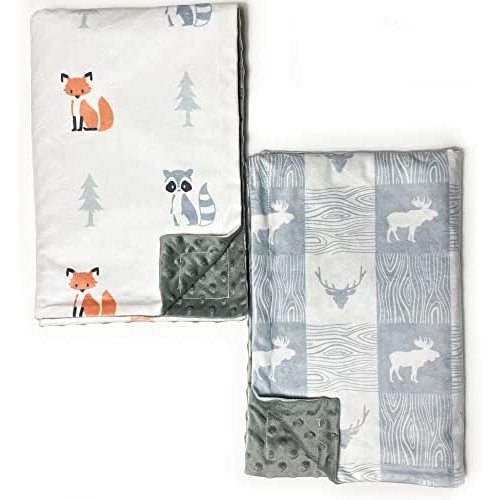 GROW WILD Baby Blanket 30x40 Inch | Super Soft & Plush Minky for Boy or Girl | 2-Pack of Travel, Nursery, Stroller, Swaddle or Receiving Blankets | Double Layer Dotted with Woodland Animals