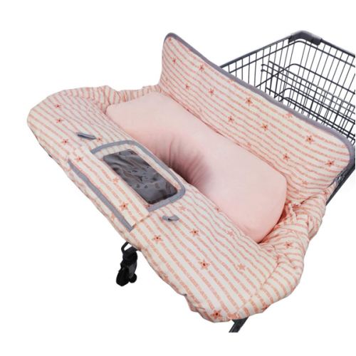 Shopping Cart Cover for Baby/Toddler 2-in-1 High Chair Cover, Easy Attach & Remove, with Cellphone Holder, Pink Strip Star