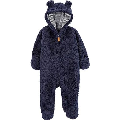 Carter's 0-9 Months Hooded Sherpa Bunting Pram (Navy Sherpa, Newborn)