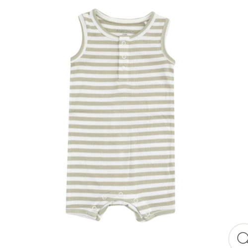 Sleeveless Shortie Romper - Stripe Sage