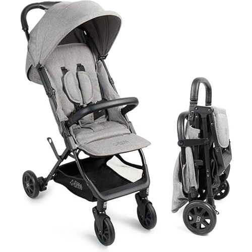 Lightweight Travel Stroller for Baby & Toddlers - Easy Fold & Compact Stroller with Canopy, Storage Basket, Multi-Position Recline & Convenient One-Hand Fold (Grey)