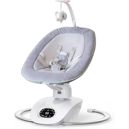 Momcozy CocoSway Baby Swing for Infants to Toddler, 3D-Motion Electric Baby Swing with 6 Motions & 4-Speeds, Remote Control, Infant Swing with 8 Preset Lullabies for Baby Boy Girl Up to 20 lbs