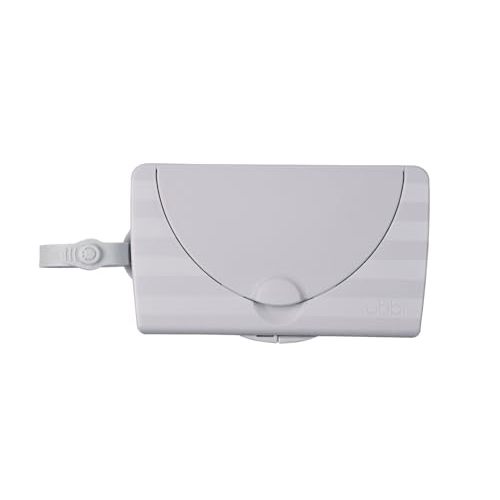 Ubbi On-The-Go Baby Wipes Dispenser, Portable Wipes Container for Travel, Diaper Bag Accessory Must Have for Newborns, Reusable Wipes Holder, Gray