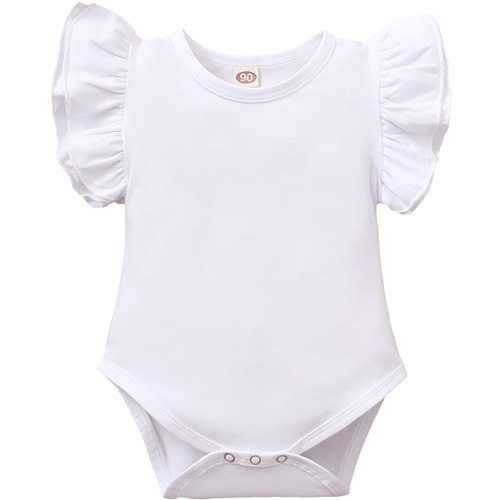 Amazon.com: LYSMuch Baby Girls Ruffle Short Sleeve Bodysuit Infant Solid Onesie Casual Plain Blouse Top Romper : Clothing, Shoes & Jewelry