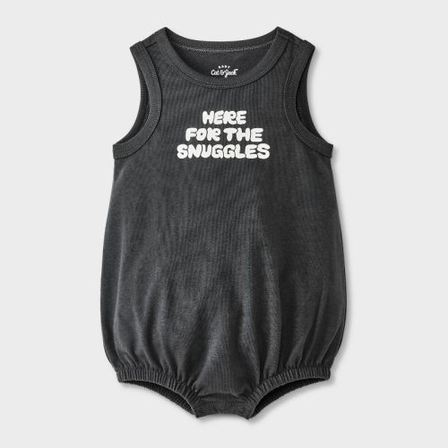 Baby Here For The Snuggles Romper - Cat & Jack™ Black Newborn