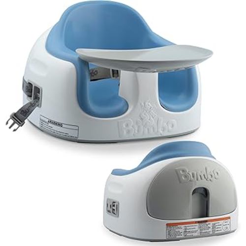 Bumbo 3-in-1 Multi-Seat for 6 to 36 Months, Travel Baby Feeding & Play Floor Seat, All-in-One Portable Booster with Tray & Toddler High Chair, Powder Blue