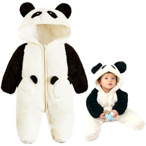 JiAmy Baby Snowsuit Newborn Girl Boy Fleece Outfits Baby Animals Hooded Winter Romper Jumpsuit Clothes