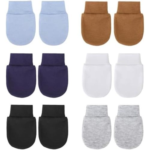BQUBO 6 Pairs Newborn Baby Boys Girls Mittens 0-6 Months Unisex-Baby Infant Mittens Elastic No Scratch Wrist Gloves