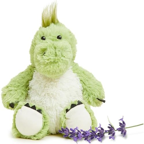 warmies Microwavable & Weighted Stuffed Animals, Green Dinosaur - Heated Stuffed Animal Plushie for Warmth & Comfort - Soft Plush Toys for Adults & Children (Boys, Girls, Babies & Toddlers)