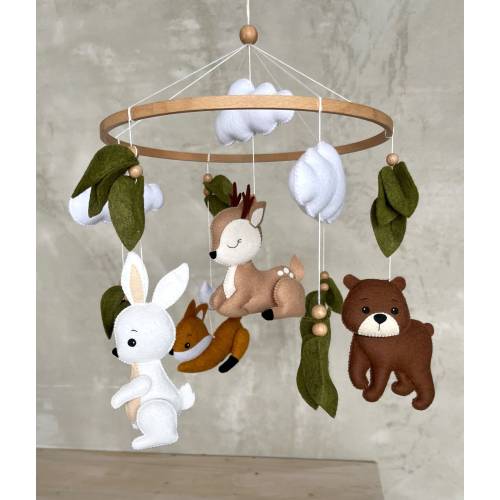 Woodland crib mobile Forest animals baby mobile