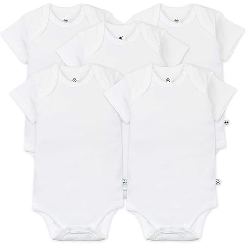 HonestBaby baby-boys 5-pack Short Sleeve Bodysuits One-piece 100% Organic Cotton for Infant Baby Boys, Unisex