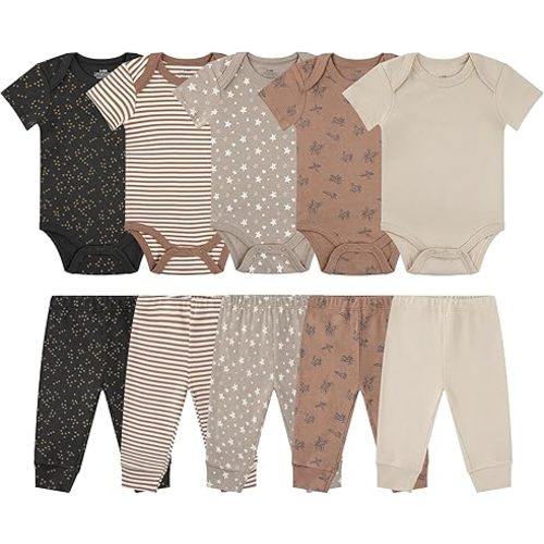 Baby Newborn Layette 10-Piece Sets Cotton Bodysuits Pants Sets for Baby Boys Girls Toddler Unisex Baby Gift Set
