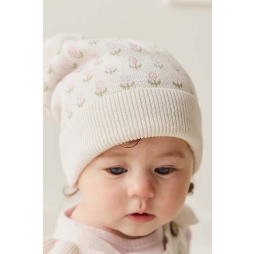 Savannah Beanie - Olivia Jacquard Slightly Pink