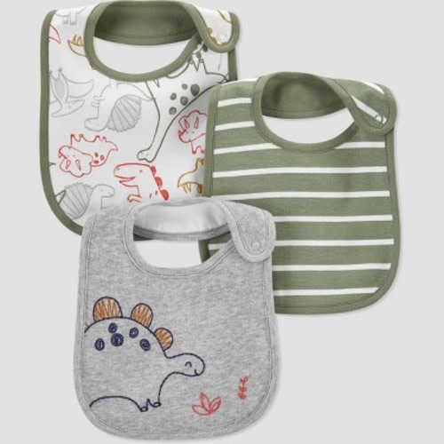 Baby Boys' 3pk Dino Bib - Just One You® made by carter's Green/Gray