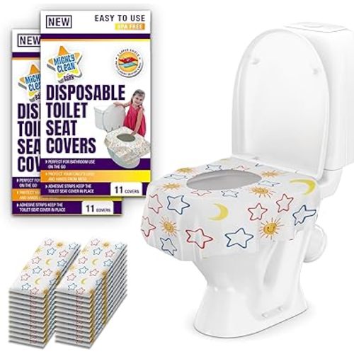Toilet Seat Covers Disposable Value Pack - 22 Large Waterproof Potty Covers for Toddlers, Kids, and Adults by Mighty Clean Baby - 2 Packs of 11 Covers