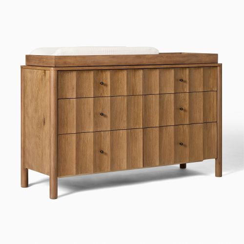 Scalloped 6-Drawer Wide Dresser with Removable Topper (56")
