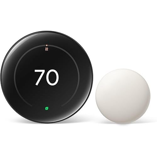 Google Nest Learning Thermostat (4th Gen, 2024) with Nest Temperature Sensor - Energy Saving Smart Thermostat with Adaptive Eco - Works with Alexa and Google Home App - Polished Obsidian