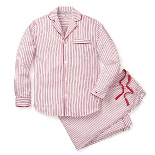 Men's Twill Pajama Set in Antique Red Ticking