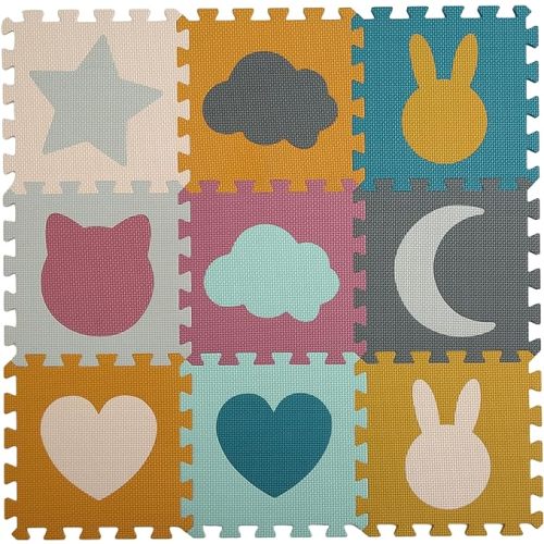 Baby Play Mats for Floor, Foam Baby Play Mat, Play Mat Foam, Foam Play Mat Shapes Puzzle Mat 9 Pieces